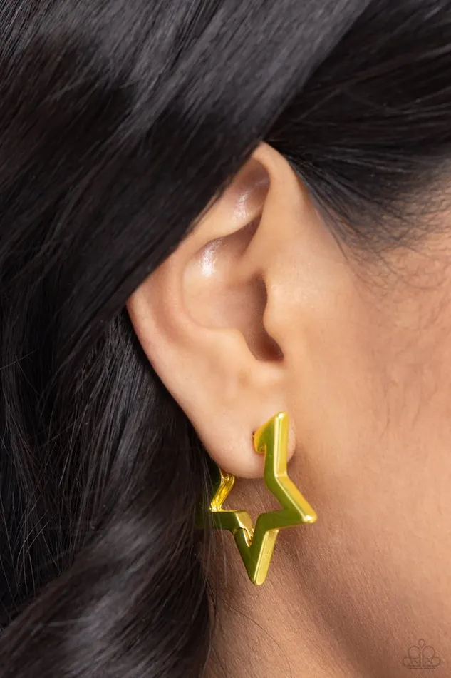 Paparazzi Jewelry Paparazzi Earring In A Galaxy STAR STAR Away Yellow Earrings