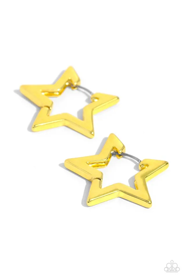 Paparazzi Jewelry Paparazzi Earring In A Galaxy STAR STAR Away Yellow Earrings Paparazzi Jewelry Paparazzi Earring In A Galaxy STAR STAR Away Yellow Earrings