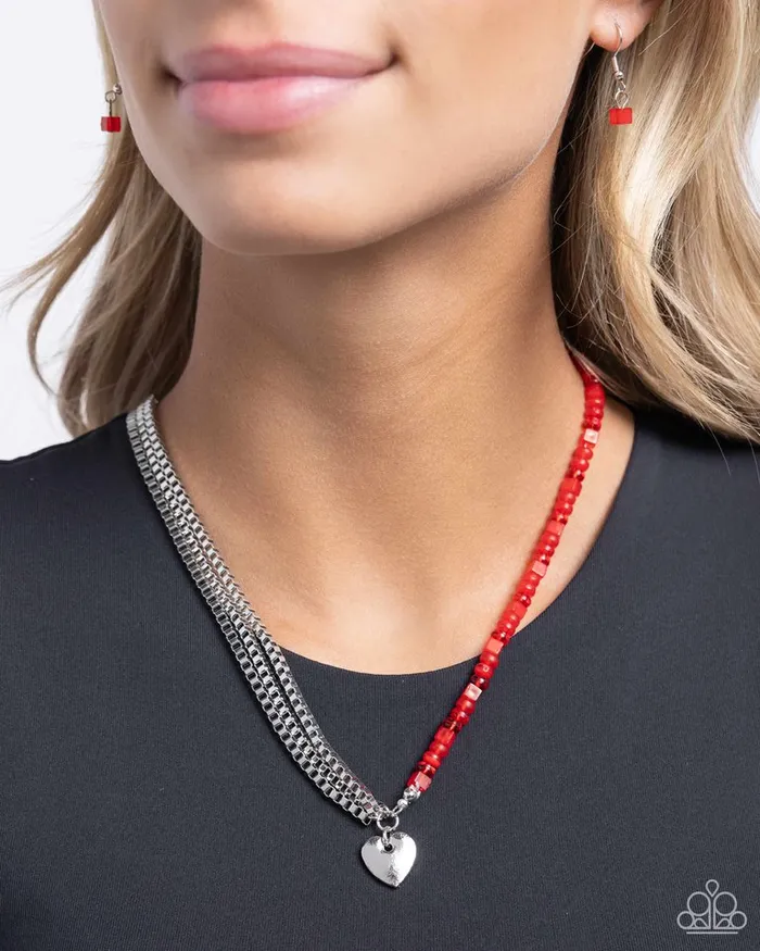 Paparazzi Jewelry Paparazzi Necklace Squared Sweetheart Red Necklaces