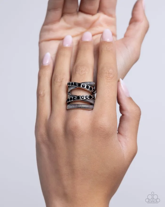 Paparazzi Jewelry Paparazzi Ring Industrial Intersection Black Rings