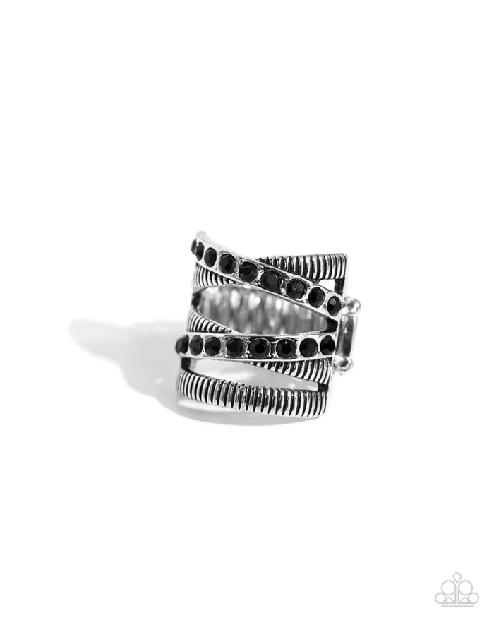 Paparazzi Jewelry Paparazzi Ring Industrial Intersection Black Rings Paparazzi Jewelry Paparazzi Ring Industrial Intersection Black Rings