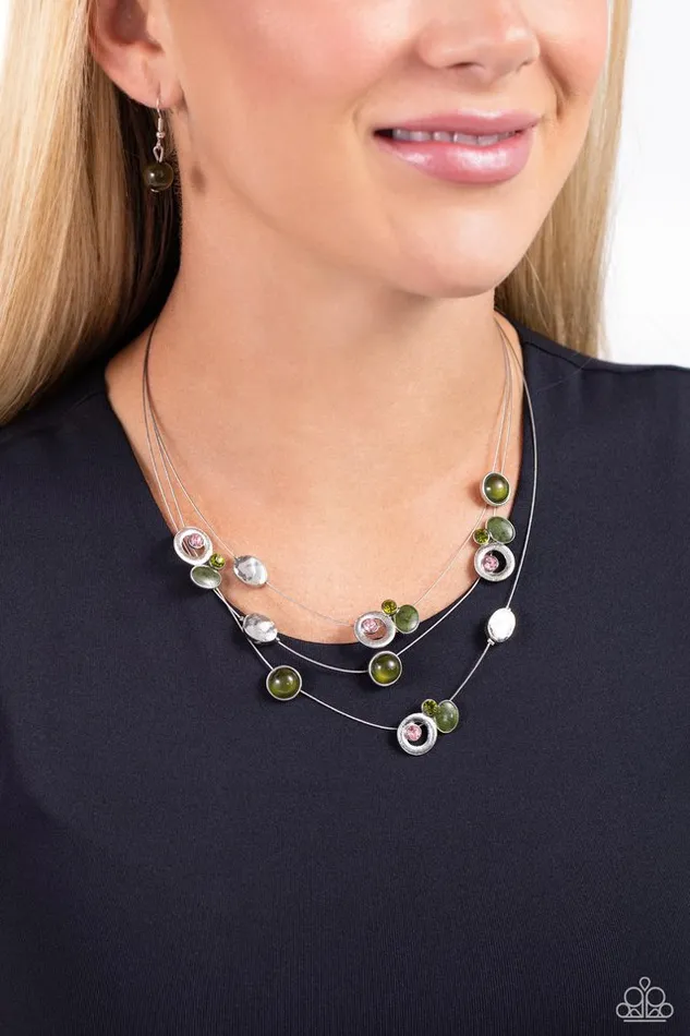 Paparazzi Necklace Affectionate Array Green Paparazzi Jewelry Necklaces
