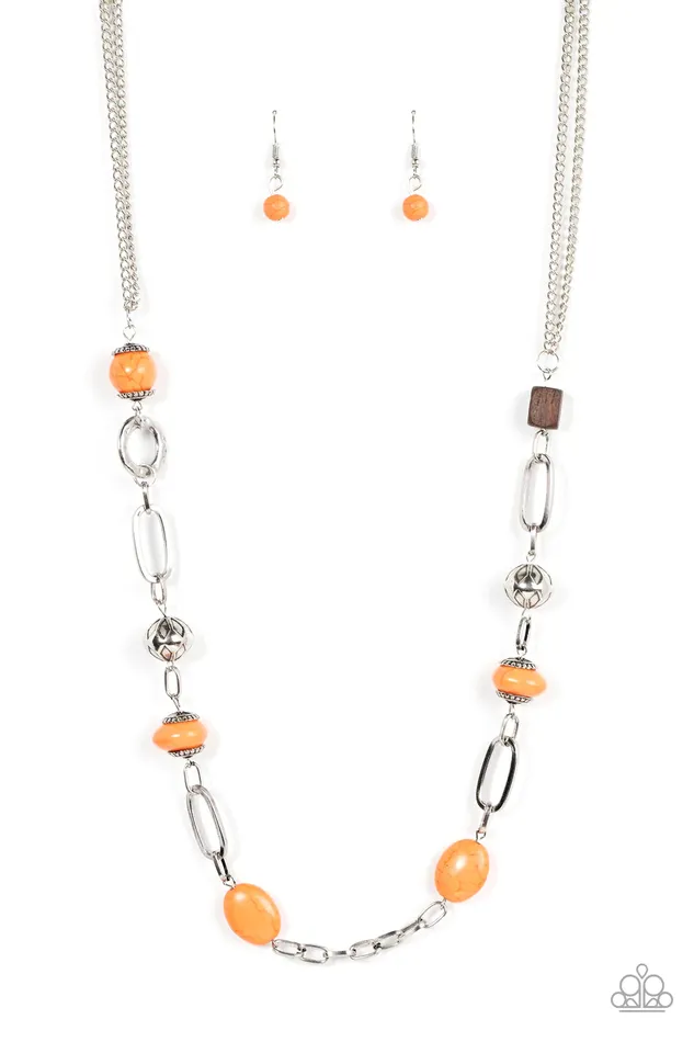Paparazzi Necklace Barefoot Bohemian Orange Paparazzi Jewelry Necklaces