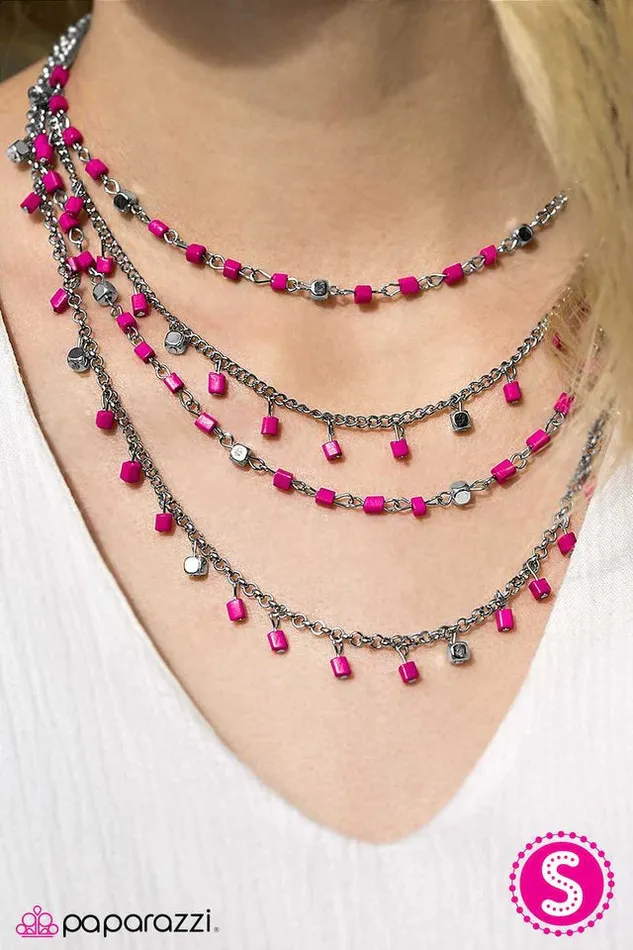 Paparazzi Necklace BLOCK Star Pink Paparazzi Jewelry Necklaces