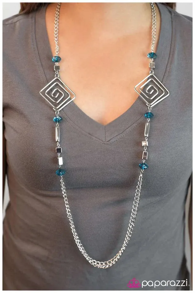 Paparazzi Necklace Down the Rabbit Hole Blue Paparazzi Jewelry Necklaces