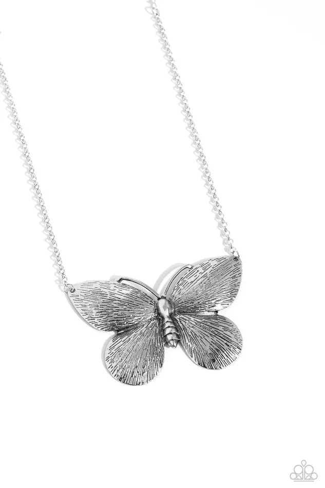 Paparazzi Necklace DRAWN to the Wind Silver Paparazzi Jewelry Necklaces Paparazzi Necklace DRAWN to the Wind Silver Paparazzi Jewelry Necklaces