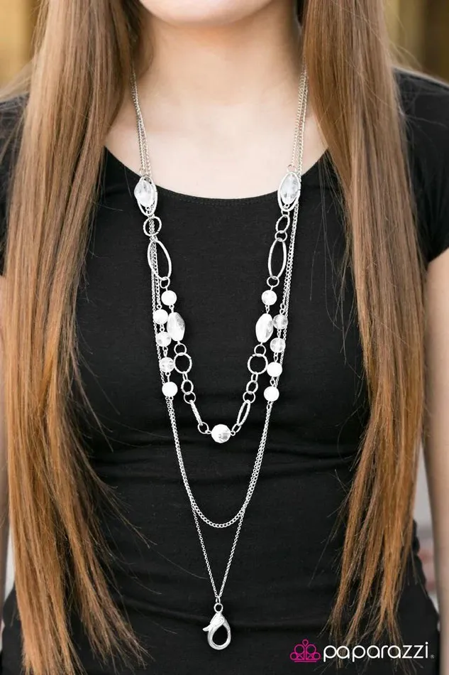 Paparazzi Necklace Floating On Clouds White Paparazzi Jewelry Necklaces