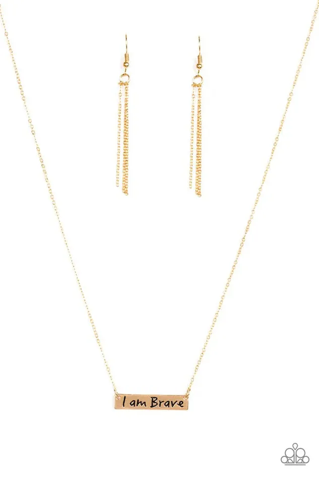 Paparazzi Necklace I Am Brave Gold Paparazzi Jewelry Necklaces