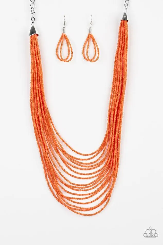 Paparazzi Necklace Peacefully Pacific Orange Paparazzi Jewelry Necklaces
