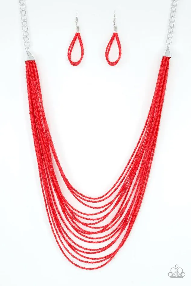 Paparazzi Necklace Peacefully Pacific Red Paparazzi Jewelry Necklaces