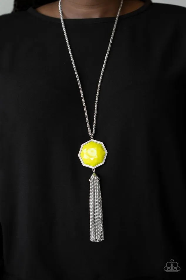 Paparazzi Necklace Prismatically Polygon Yellow Paparazzi Jewelry Necklaces
