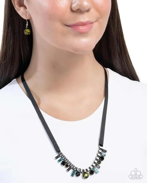 Paparazzi Necklace Ribbon Reveal Green Paparazzi Jewelry Necklaces