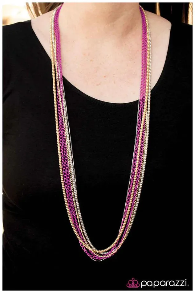 Paparazzi Necklace Under the City Lights Purple Paparazzi Jewelry Necklaces