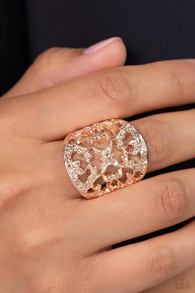 Paparazzi Ring Transfixed Treasure Rose Gold Paparazzi Jewelry Rings