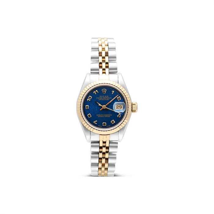 Preowned Rolex Bracelets Rolex Datejust 26 SSYG Blue Dial Jubilee Bracelet Preowned Preowned Rolex Bracelets Rolex Datejust 26 SSYG Blue Dial Jubilee Bracelet Preowned