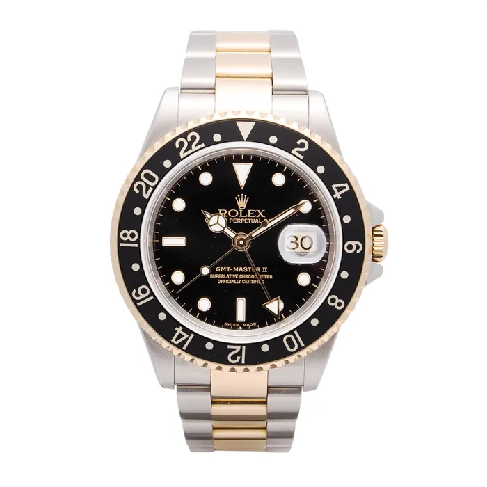 Preowned Rolex Watches Rolex GMT Master II Watch SSYG Black Dial Automatic 40mm Preowned