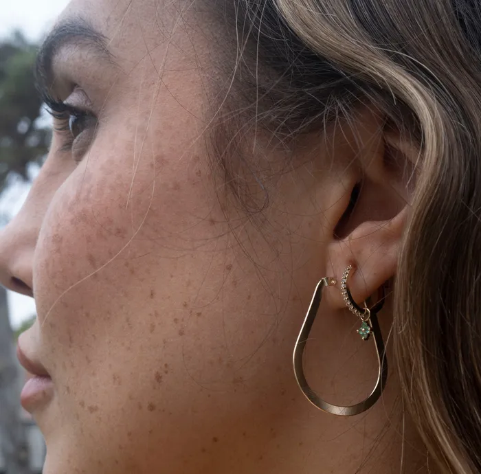 RG Earrings Gold Filled Flat Tear Drop Hoops