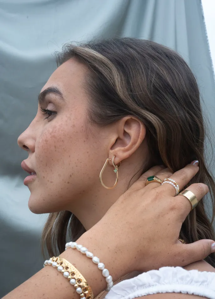 RG Earrings Gold Filled Flat Tear Drop Hoops