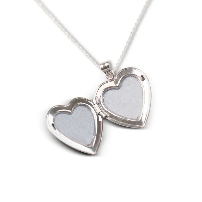 RG Necklaces Silver Diamond Heart Locket