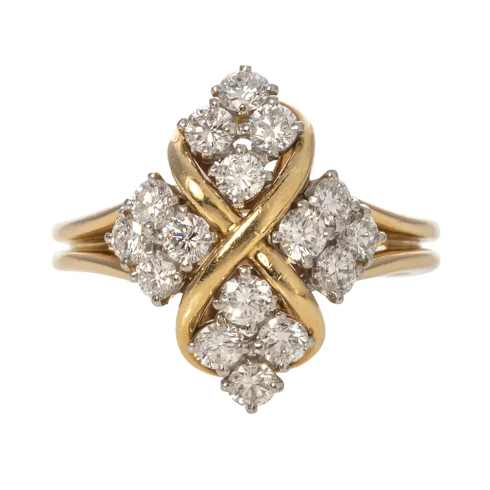 Rings Croghans Vintage Diamond Platinum 18K Gold McTiegue Ring