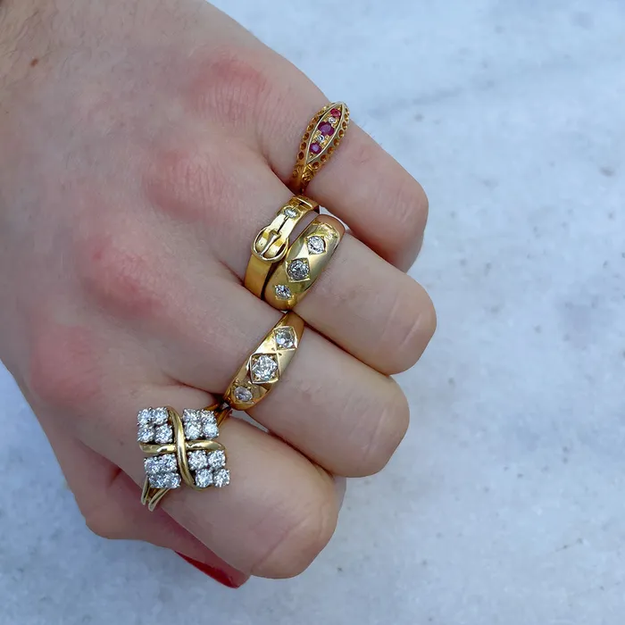 Rings Croghans Vintage Diamond Platinum 18K Gold McTiegue Ring