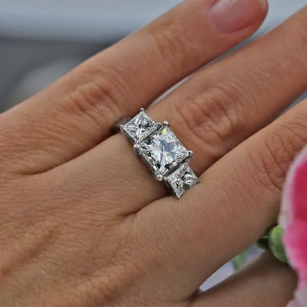 Rings Diamond Source NYC 3 Stone Engagement Ring Set in 14K White Gold 380ct tw Princess Cut Clarity Enhanced Diamond Rings Diamond Source NYC 3 Stone Engagement Ring Set in 14K White Gold 380ct tw Princess Cut Clarity Enhanced Diamond