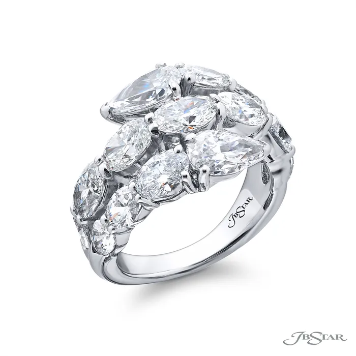 Rings JB Star JB Star Platinum Diamond Bypass Ring with Oval and Pear Cut Diamonds Rings JB Star JB Star Platinum Diamond Bypass Ring with Oval and Pear Cut Diamonds