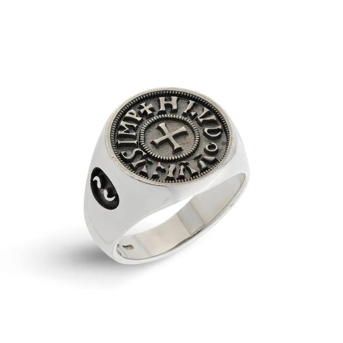 Rings Marco Dal Maso Marco Dal Maso Moneta Pinky Ring Polished Silver