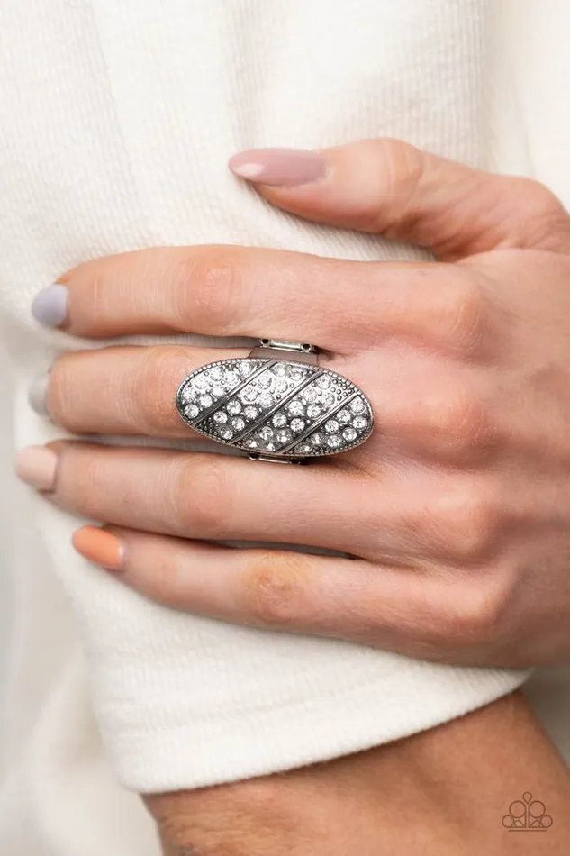 Rings Paparazzi Ring Galactic Glitz White Paparazzi Jewelry