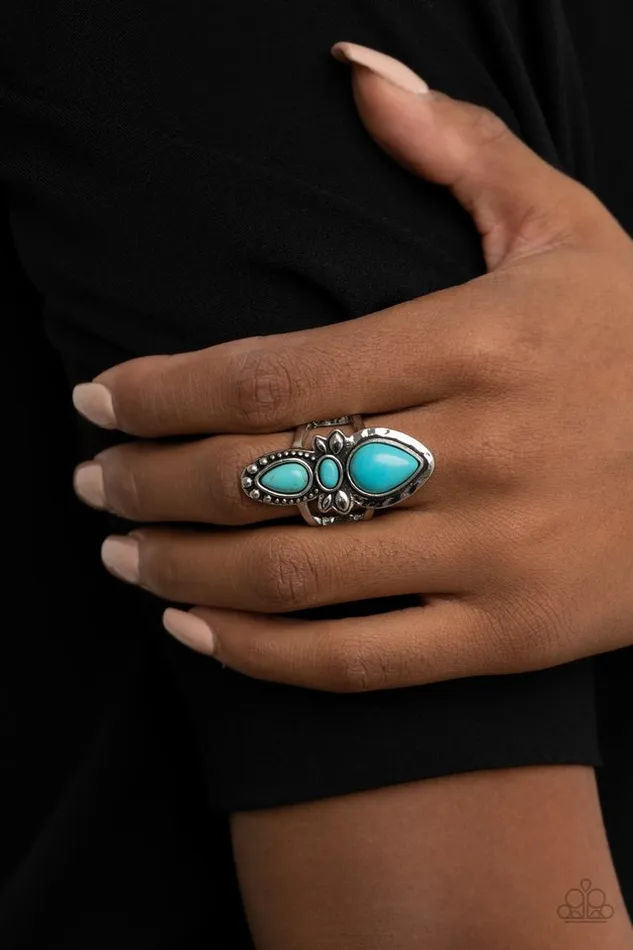 Rings Paparazzi Ring In a BADLANDS Mood Blue Paparazzi Jewelry