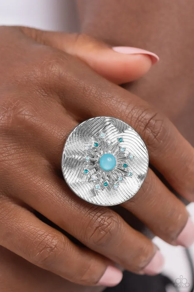 Rings Paparazzi Ring Seriously SUNBURST Blue Paparazzi Jewelry
