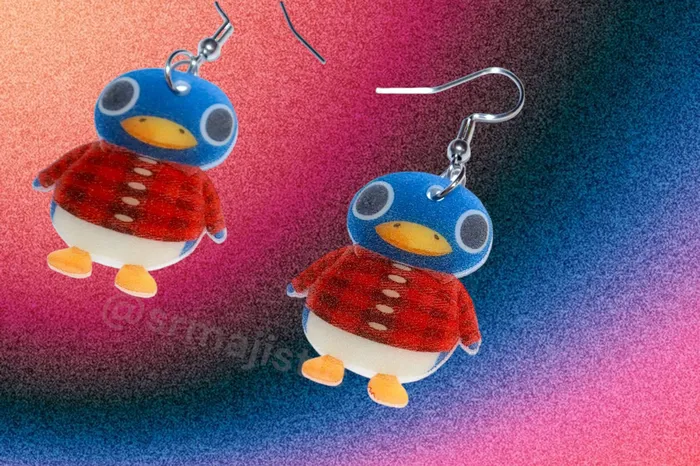 Roald the Penguin Animal Crossing Character Cute Handmade Earrings Sam Makes Things Earrings