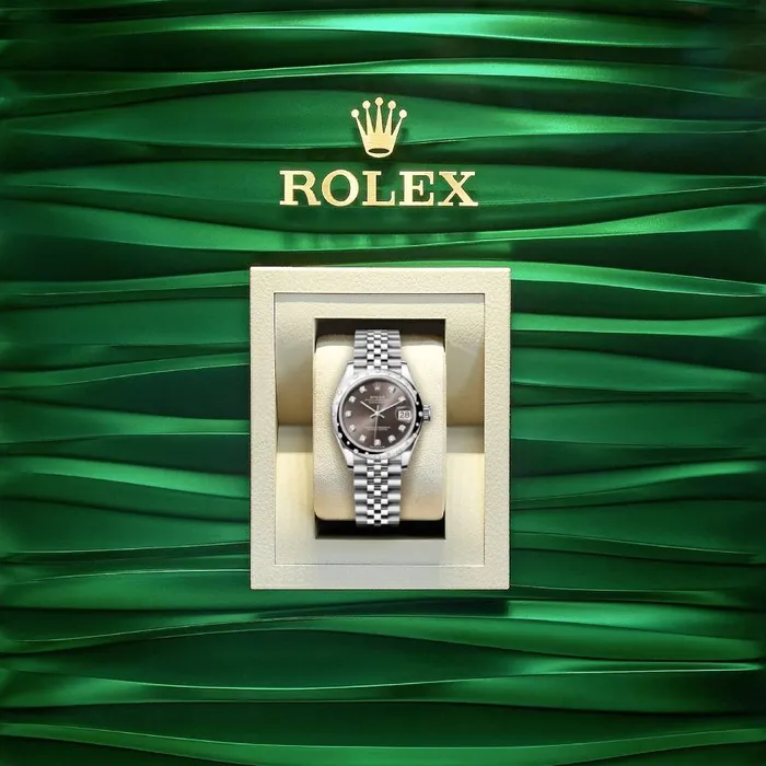 Rolex Bracelets Rolex Datejust 31mm Ref 278344rbr0008 Dark Grey Diamond Dial Diamond Bezel Stainless Steel Jubilee Bracelet Womens Watch