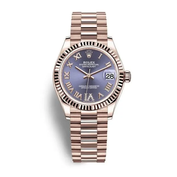 Rolex Datejust 31mm Ref 2782750029 Aubergine Purple Diamond Roman Dial 18K Rose Gold President Bracelet Womens Watch Rolex Bracelets Rolex Datejust 31mm Ref 2782750029 Aubergine Purple Diamond Roman Dial 18K Rose Gold President Bracelet Womens Watch Rolex Bracelets