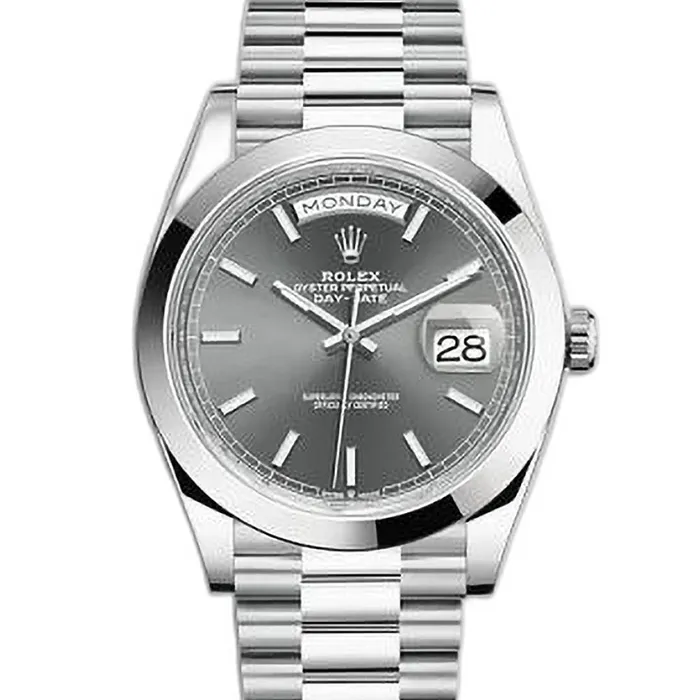 Rolex Day Date 40mm Ref 2282060045 Slate Grey Stick Dial Platinum President Bracelet Mens Watch Rolex Bracelets