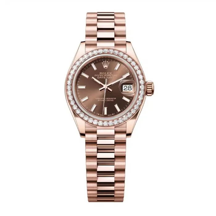 Rolex Lady Datejust 28mm Ref 279135rbr0005 Chocolate Dial Diamond Bezel 18K Rose Gold President Bracelet Womens Watch Rolex Bracelets Rolex Lady Datejust 28mm Ref 279135rbr0005 Chocolate Dial Diamond Bezel 18K Rose Gold President Bracelet Womens Watch Rolex Bracelets