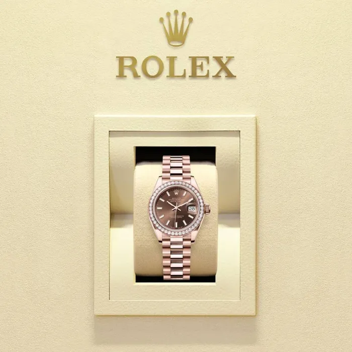 Rolex Lady Datejust 28mm Ref 279135rbr0005 Chocolate Dial Diamond Bezel 18K Rose Gold President Bracelet Womens Watch Rolex Bracelets