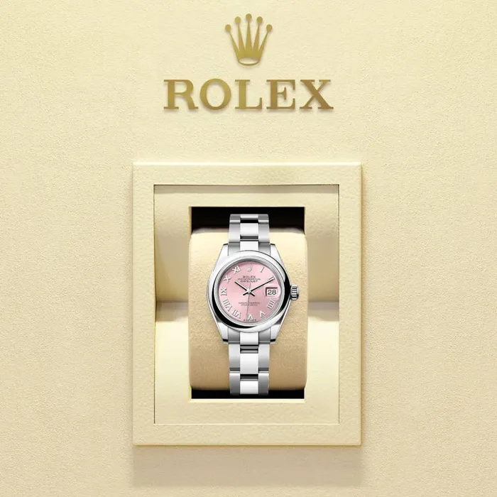 Rolex LadyDatejust 28mm Ref 2791600014 Pink Roman Dial Stainless Steel Oyster Bracelet Womens Watch Rolex Bracelets