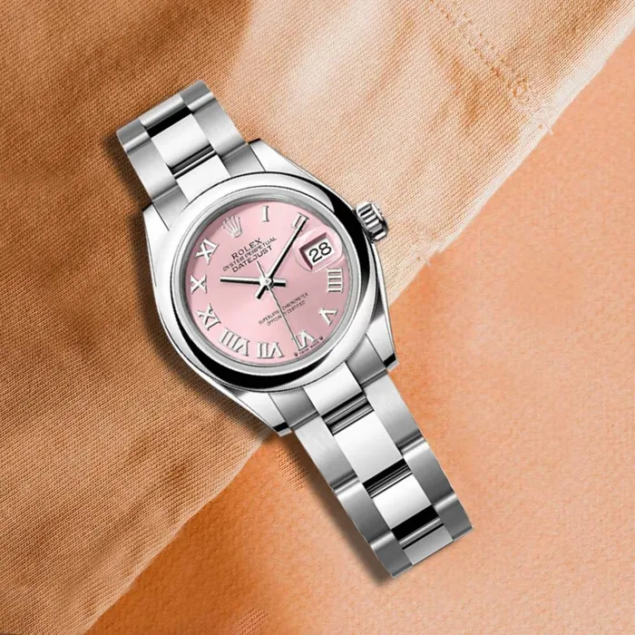 Rolex LadyDatejust 28mm Ref 2791600014 Pink Roman Dial Stainless Steel Oyster Bracelet Womens Watch Rolex Bracelets