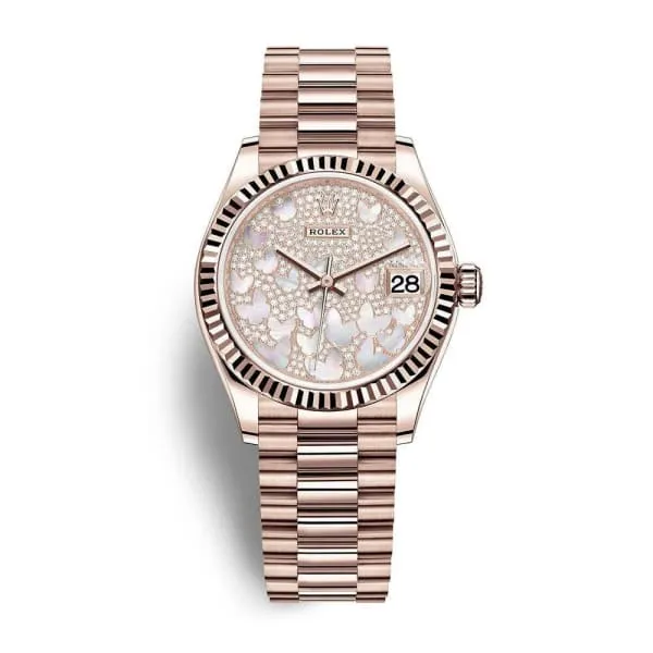 Rolex Rolex Datejust 31mm Ref 2782750021 Mother of Pearl Butterfly Diamond Pave Dial 18K Rose Gold President Bracelet Womens Watch Bracelets Rolex Rolex Datejust 31mm Ref 2782750021 Mother of Pearl Butterfly Diamond Pave Dial 18K Rose Gold President Bracelet Womens Watch Bracelets