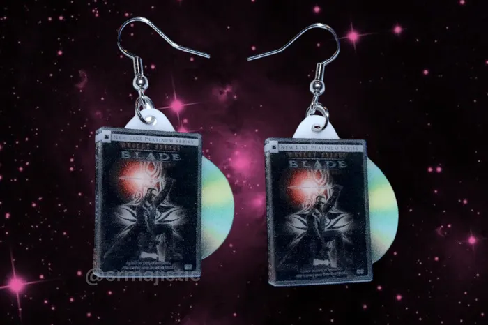 Sam Makes Things Earrings READY TO SHIP Blade 1998 DVD 2D detailed Handmade Earrings Sam Makes Things Earrings READY TO SHIP Blade 1998 DVD 2D detailed Handmade Earrings