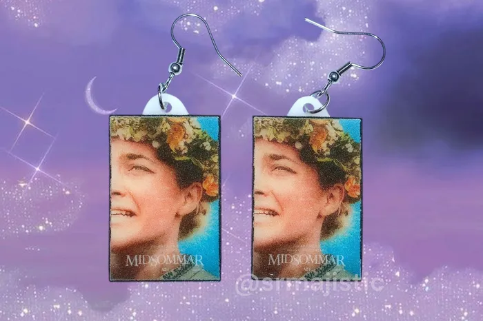 Sam Makes Things Earrings READY TO SHIP Midsommar Movie Poster Handmade Earrings Sam Makes Things Earrings READY TO SHIP Midsommar Movie Poster Handmade Earrings
