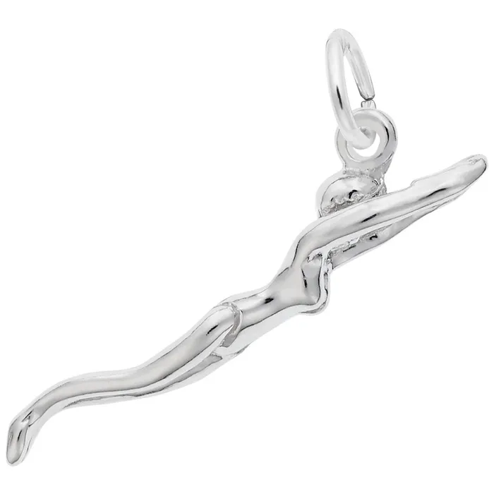 Sterling Silver Diving Swimmer Charm Croghans Rings