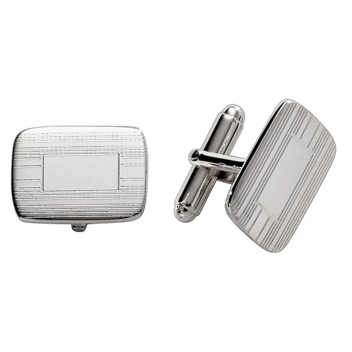 Sterling Silver Engine Turned Rectangle Cushion Cufflinks Croghans Rings
