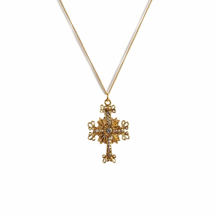 Virgins Saints Angels Necklaces Electra Cross Charm Necklace