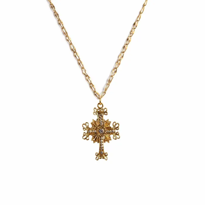 Virgins Saints Angels Necklaces Electra Cross Charm Necklace