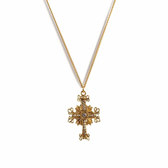Virgins Saints Angels Necklaces Electra Cross Charm Necklace