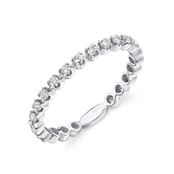 Wedding Bands 14K White Gold Round Diamond Band Rings