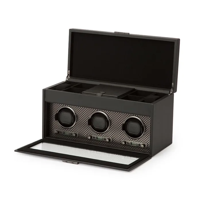 Wolf Designs Watches Wolf Axis Triple Watch Winder With Storage