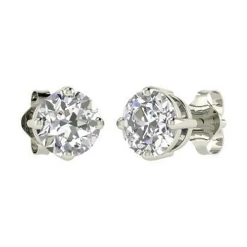 15 Ct Solitaire Round Brilliant Real Natural Earth Mined Diamond Stud Earring 14K White Gold GB Earrings 15 Ct Solitaire Round Brilliant Real Natural Earth Mined Diamond Stud Earring 14K White Gold GB Earrings
